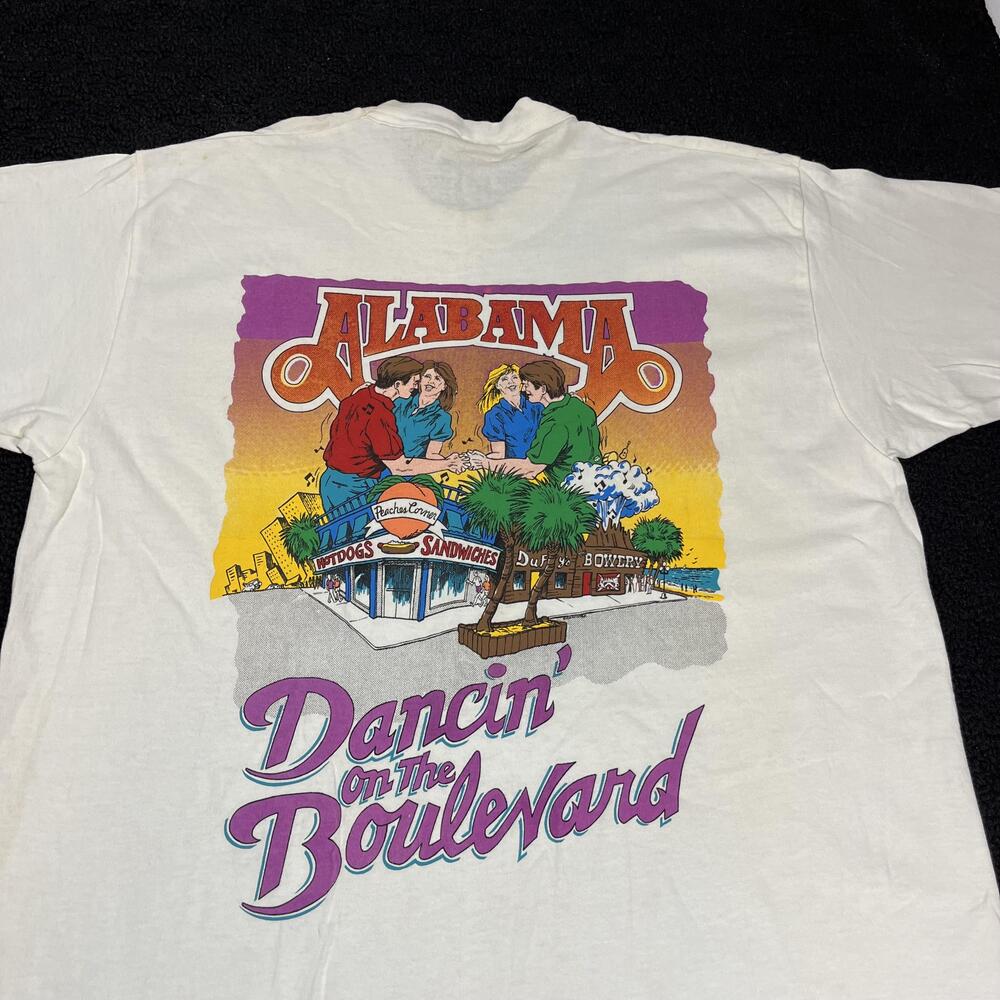Vintage Alabama Shirt Mens Large White Dancin On The Boulevard Band Tour 90s USA